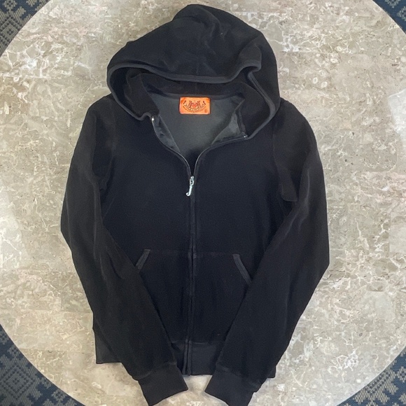 Juicy Couture Black Terry Zipped Hoodie with Pockets Size Small - Picture 6 of 10